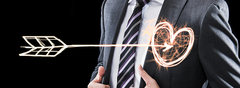 ハートを射止められている男性