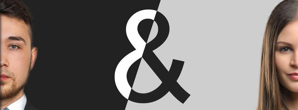 対立し合う形の男女